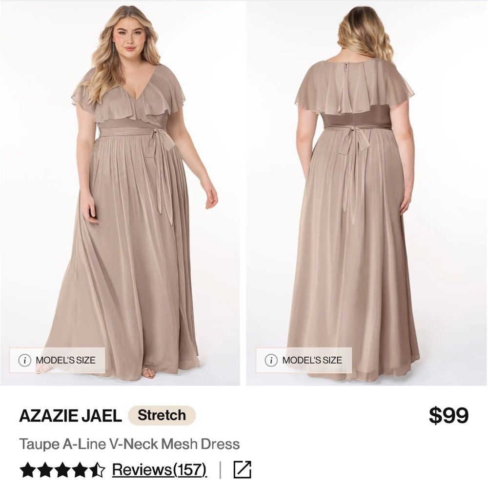 Taupe Azazie Jael Bridesmaid Dress